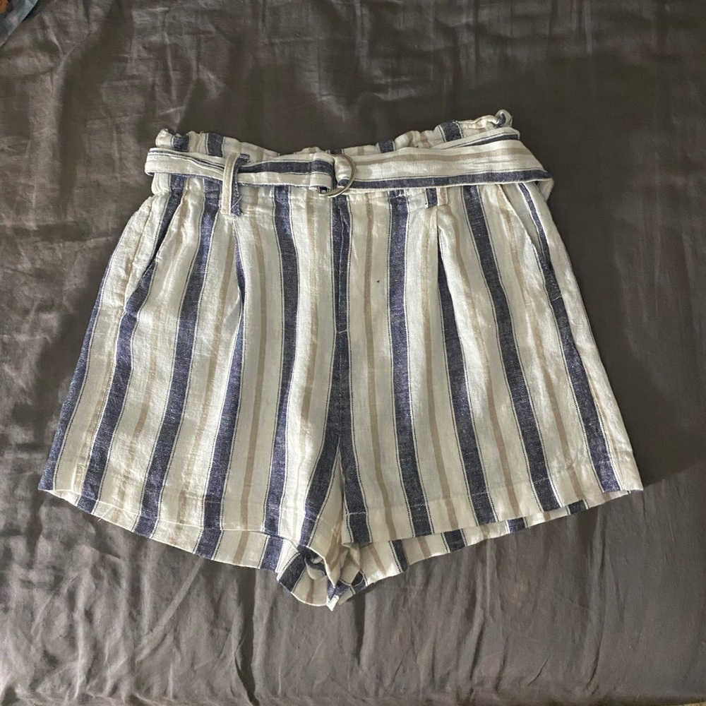 Striped paper bag shorts